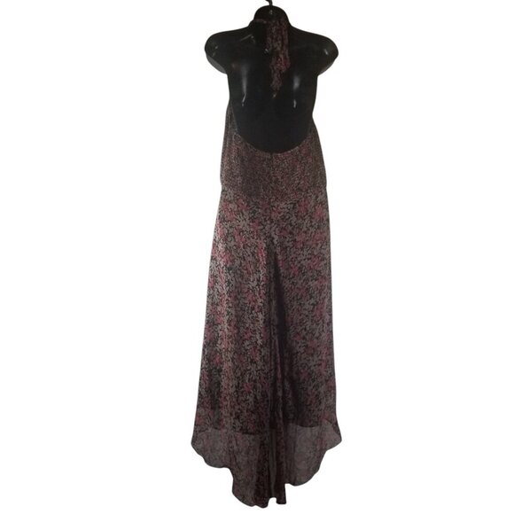 BCBGMaxazria Women's 100% Silk Multi-Colored Halter High-Low Dress Sz12 - Picture 2 of 5